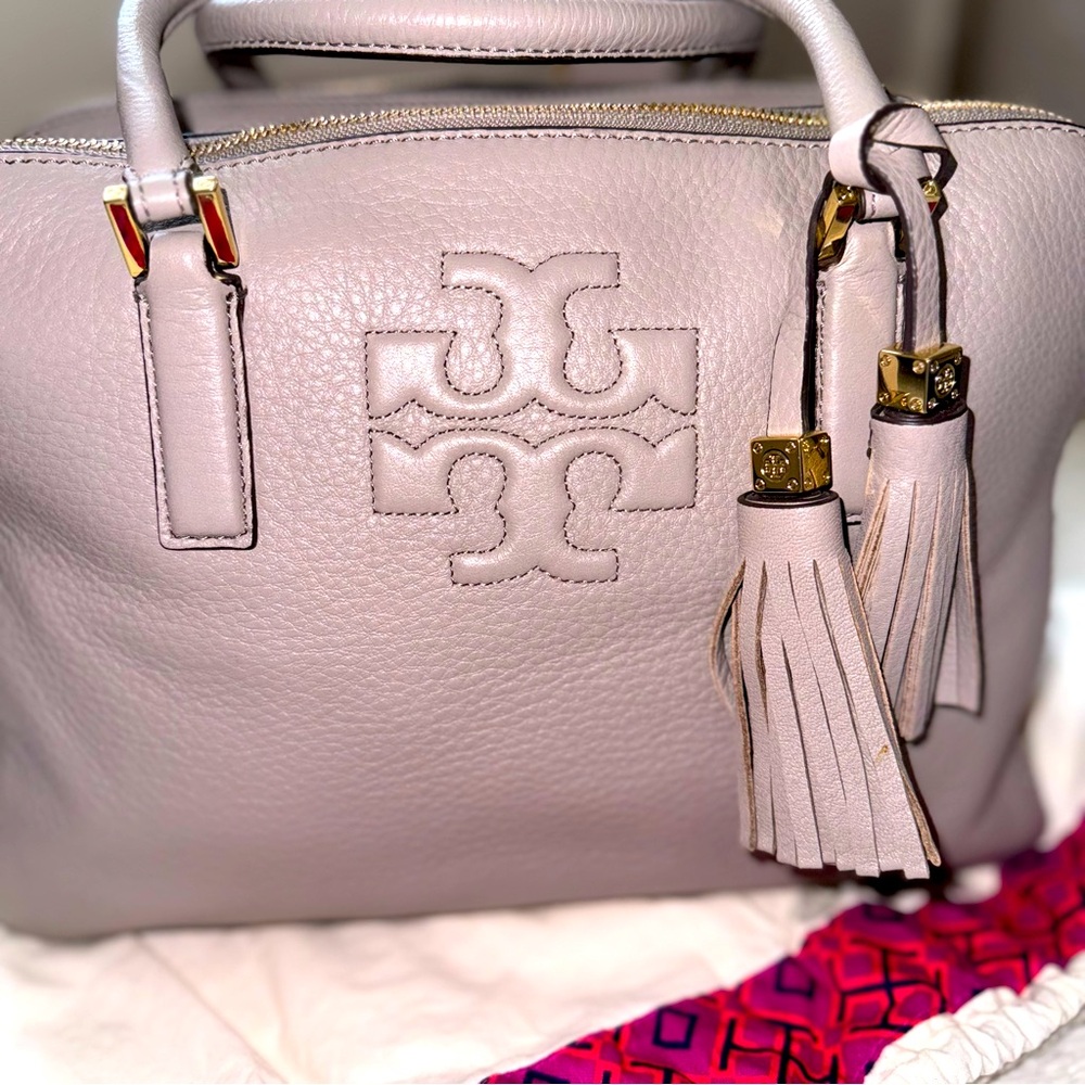 Tory Burch Triple Zip Leather Tassel Satchel